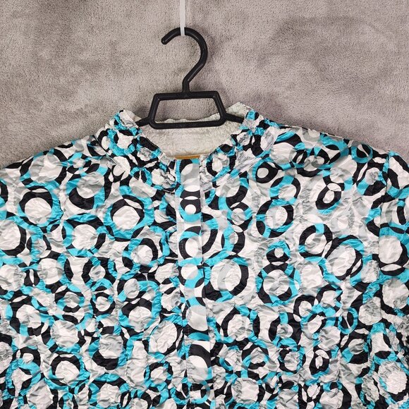 Woman Blue White Black Ruby Rd Crinkle Textured Jacket Long Sleeve Full Zip 1X - Picture 4 of 11